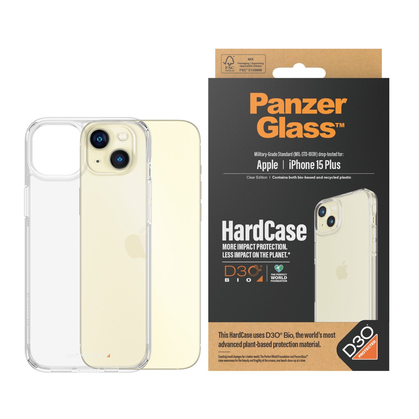 PanzerGlass® HardCase Transparent w. D3O® iPhone 15 Plus